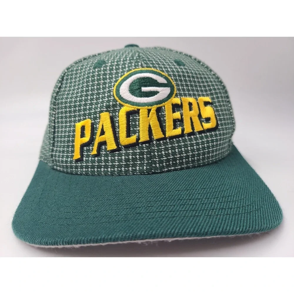 Vintage Youth Green Bay Packers Logo Athletic Pro Line Grid Adjustable Hat Cap‎